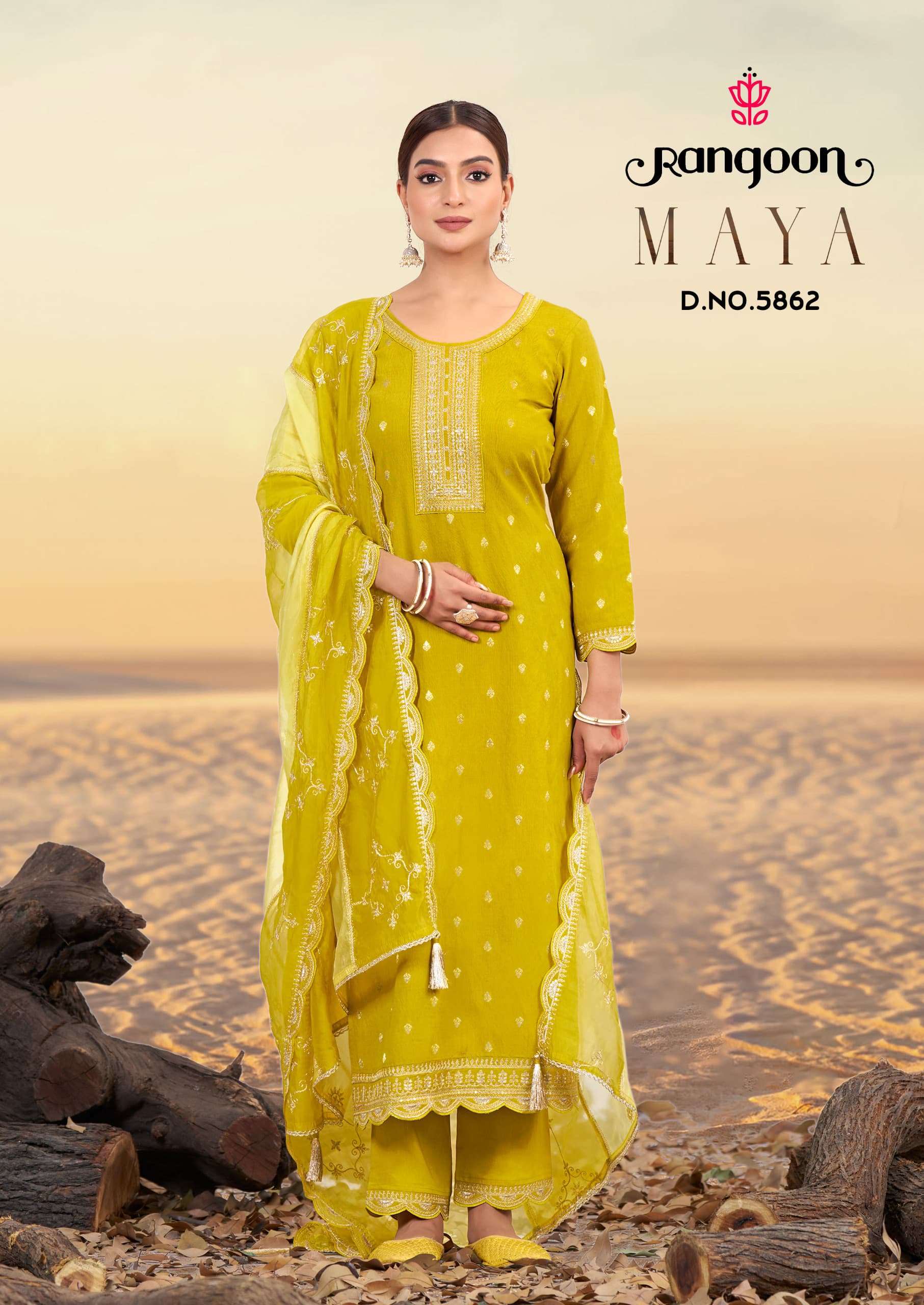 RANGOON MAYA VISCOSE FANCY HANDWORK SUIT READYMADE BRAND STO...