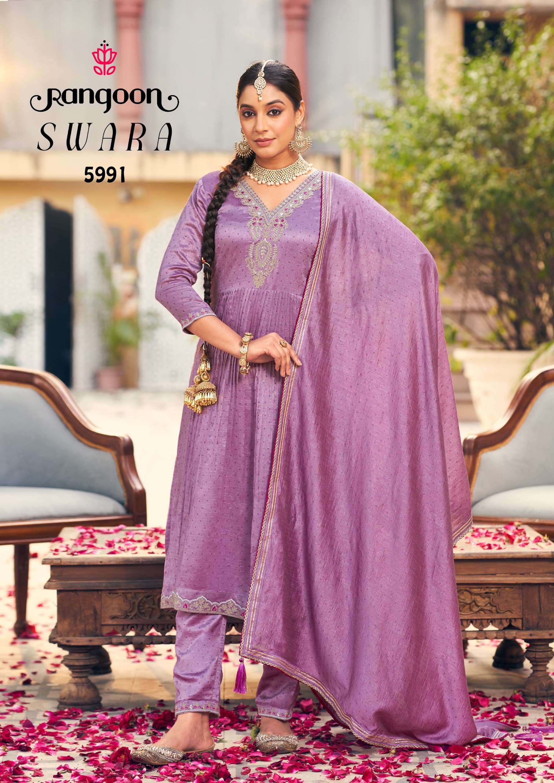 RANGOON SWARA SILK EMBROIDERY FANCY SUIT READYMADE COLLECTIO...
