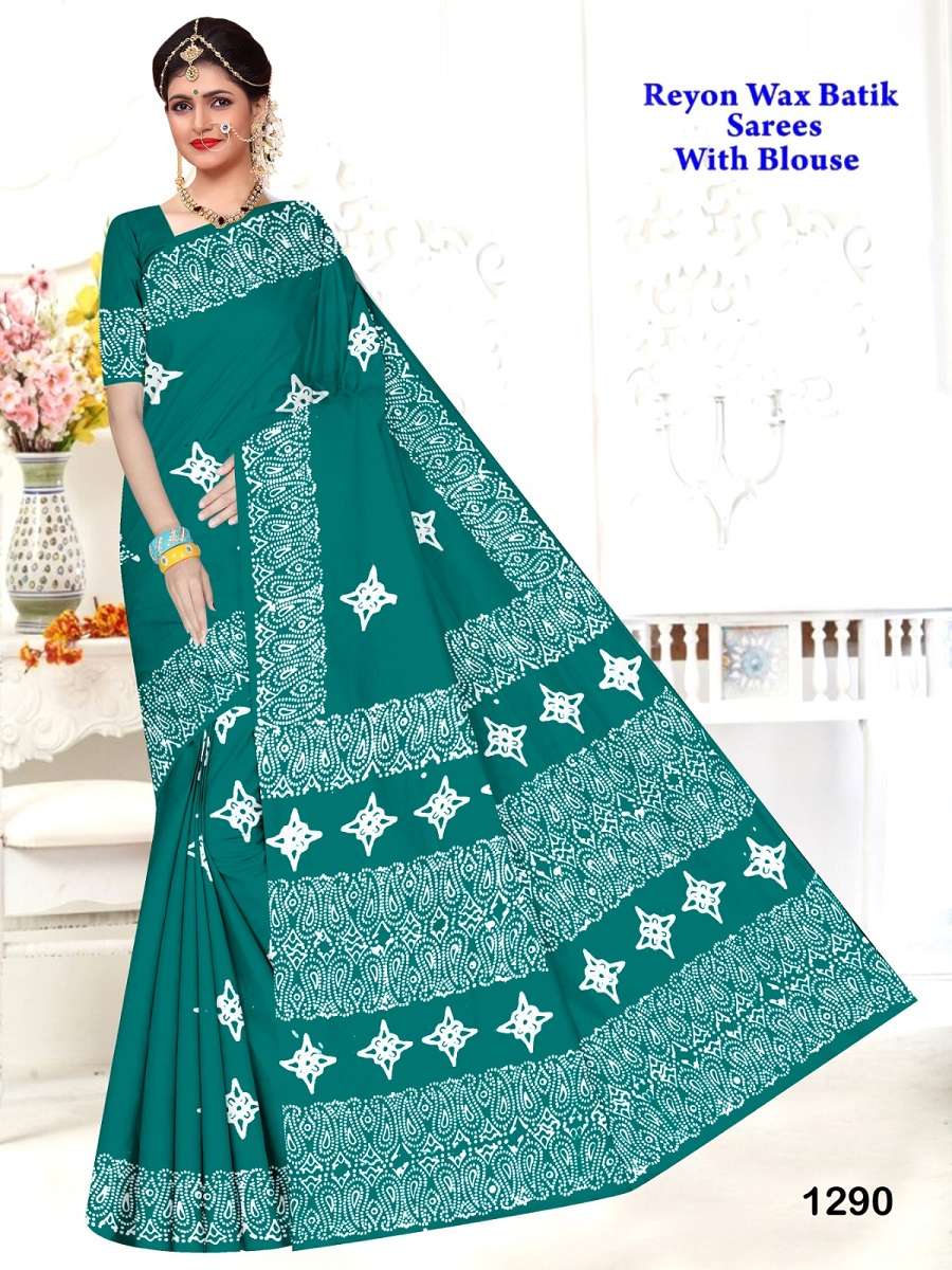 RAYON WAX BATIK RAYON PRINTED DAILY WEAR SAREE CATALOG DEALE...