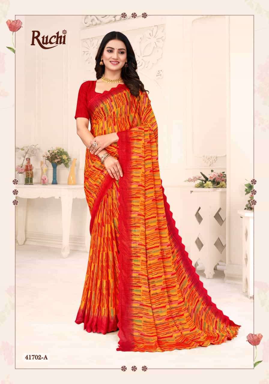 RUCHI SAREE SAVERA VOL 12 CHIFFON FABRIC LIGHTWEIGHT FANCY S...