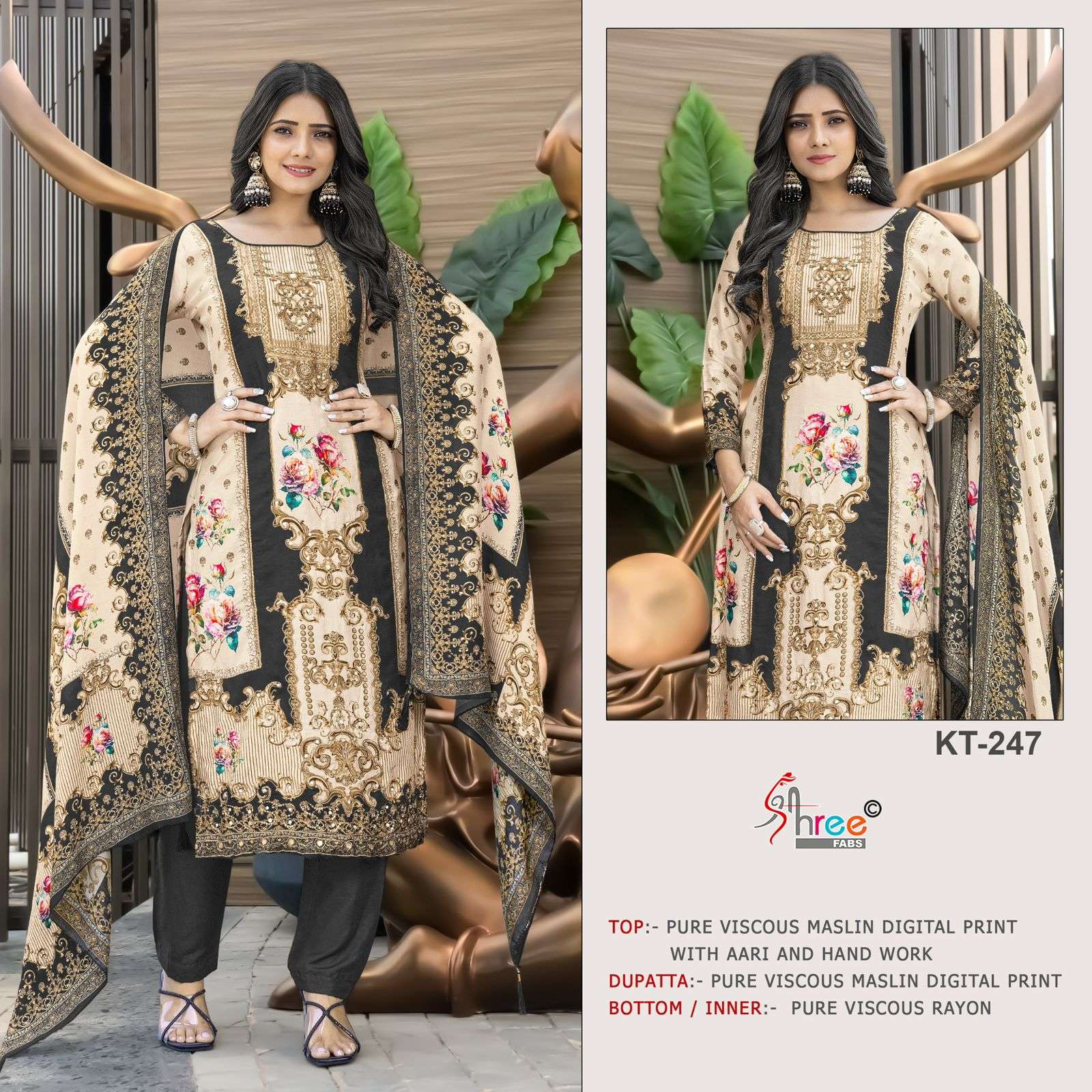 SHREE FABS KT 247 MUSLIN DIGITAL PRINT KAFTAN SUIT FASHION W...