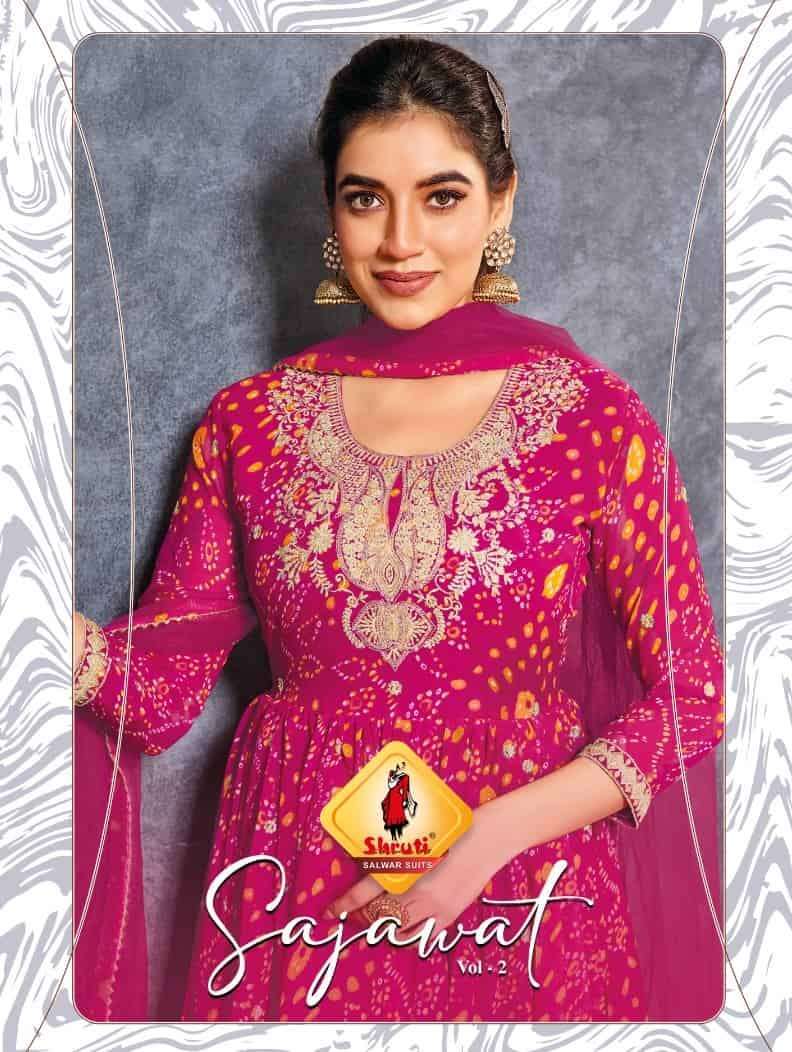 SHRUTI SUITS SAJAWAT VOL 2 INDIAN FUNCTION BANDHNI PRINT  GO...
