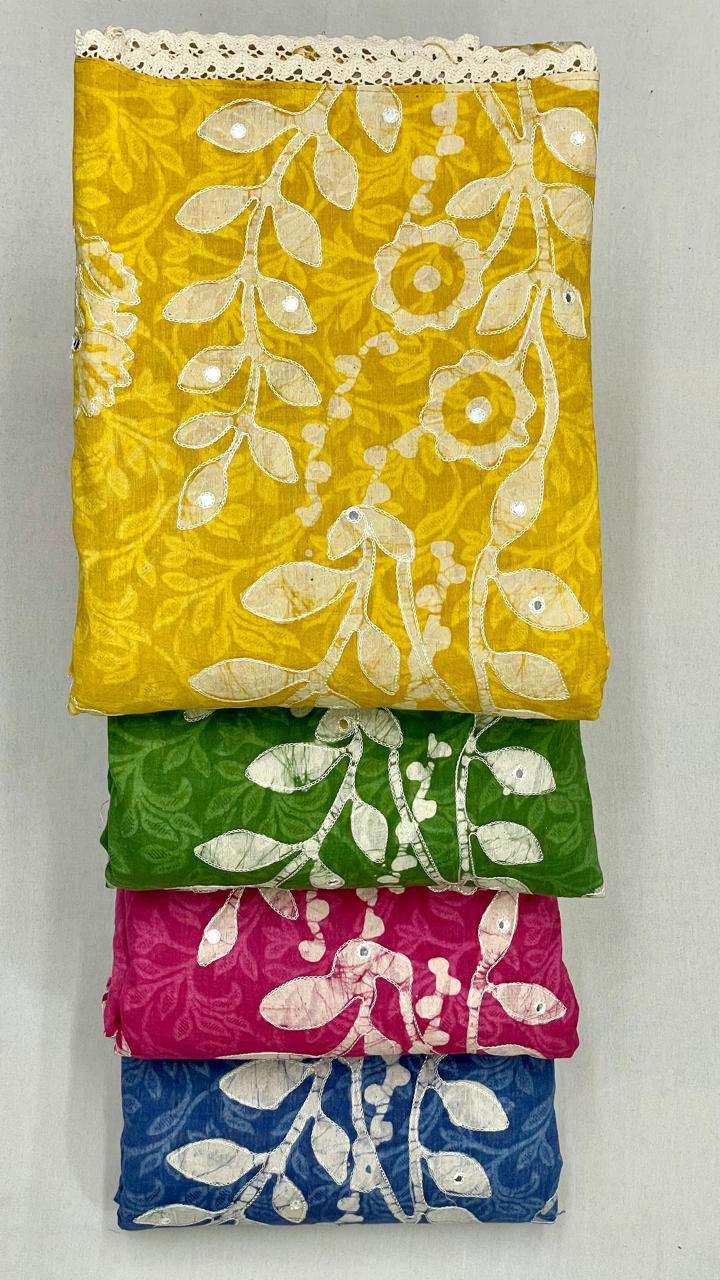 SIARA PURE COTTON BATIK PRINT MIRROR WORK SUIT MATERIAL SET ...