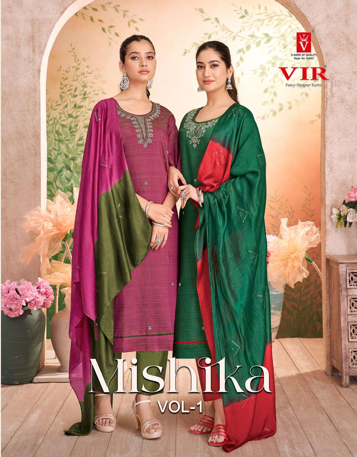 VIR MISHIKA VOL 1 DESI OUTFIT VERTICAN COTTON LINING SUIT LA...