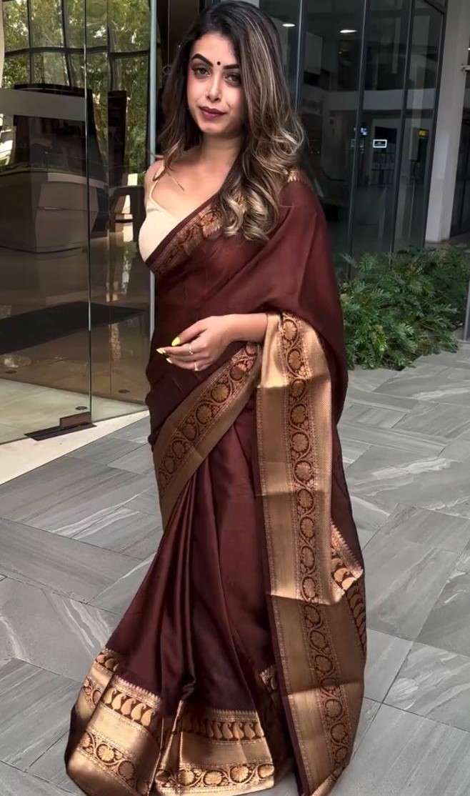 WEDDING WEAR LICHI SILK RICH PALLU JAQUARD WORK SAREE EXCLUS...