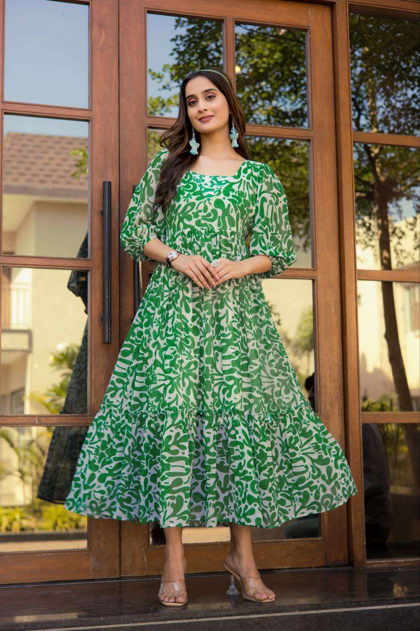 WESTERN WEAR GEORGETTE LONG MAXI DRESS ONE PIECE KURTI DEALE...