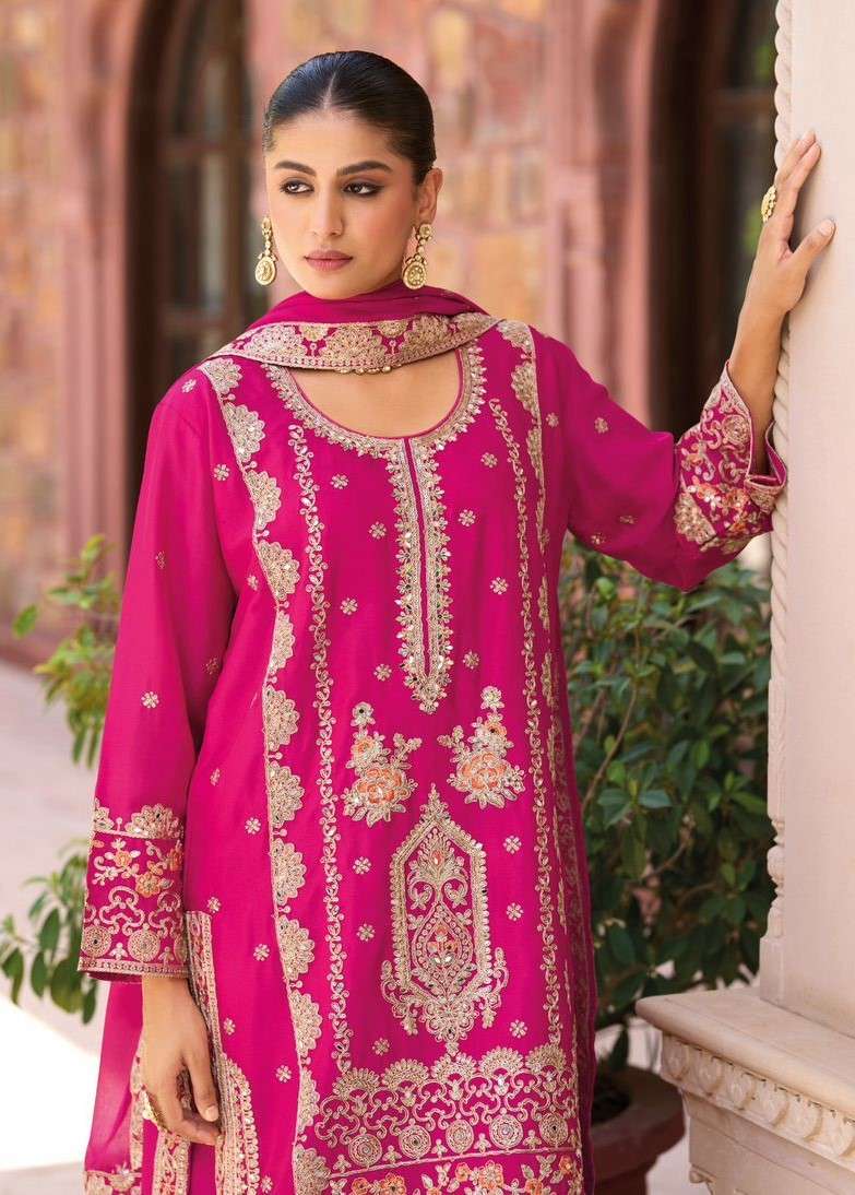 YOUR CHOICE FARASI GOLD READYMADE HEAVY CHINON KURTI PALAZZO...