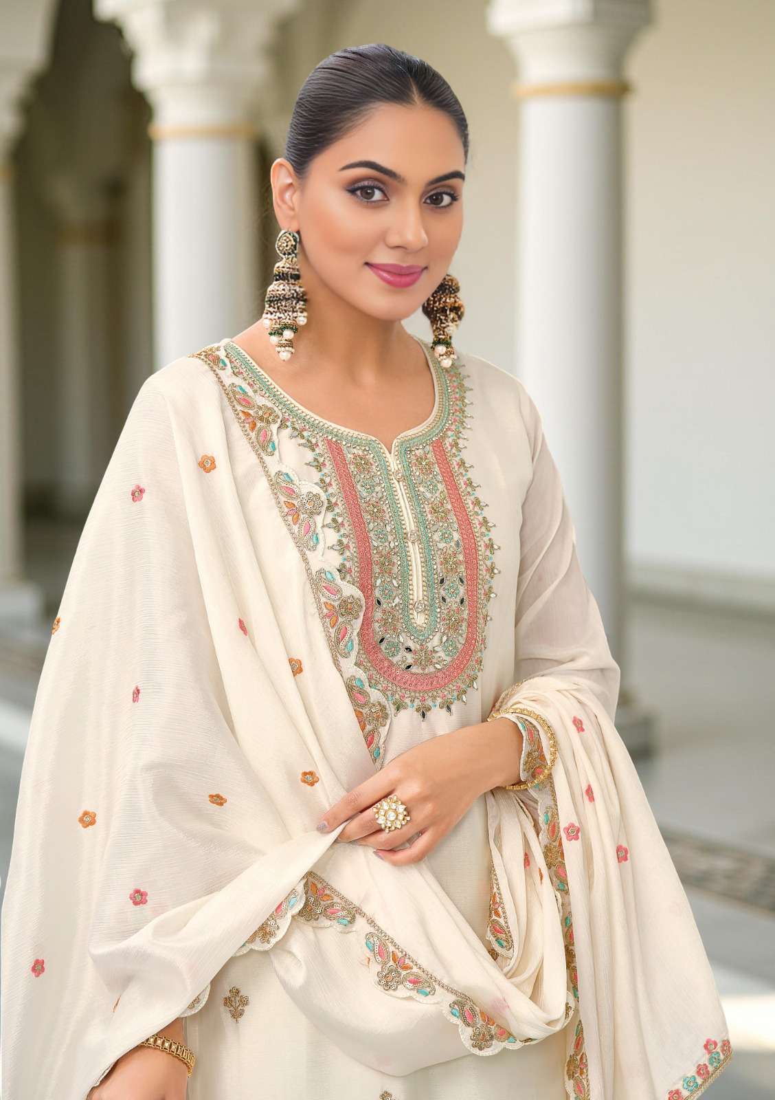 ZEEYA VOL 1 WHITE BLACK CHINON WORKFUL READYMADE PALAZZO SUI...