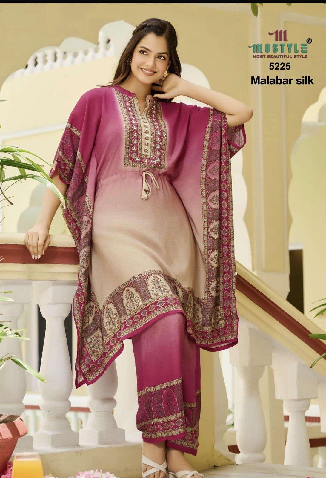 111 MOSTYLE 5230 MODERN FASHION SILK FABRIC KAFTAN PALAZZO S...
