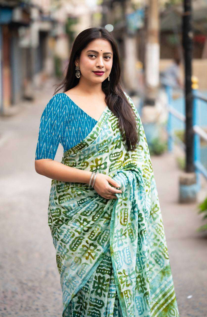 96 VOL 2 SOFT MULMUL COTTON SAREE WITH STYLE DYED DESIGN RES...