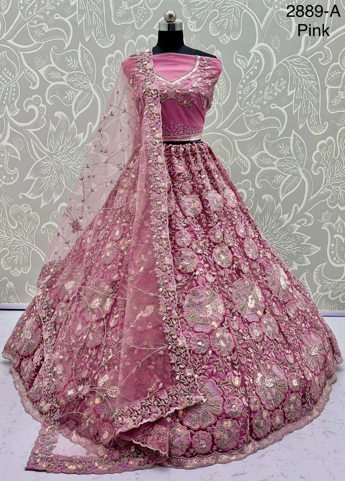 Aa 2889 Net Fabric heavy embroidery work bridal look lehenga...