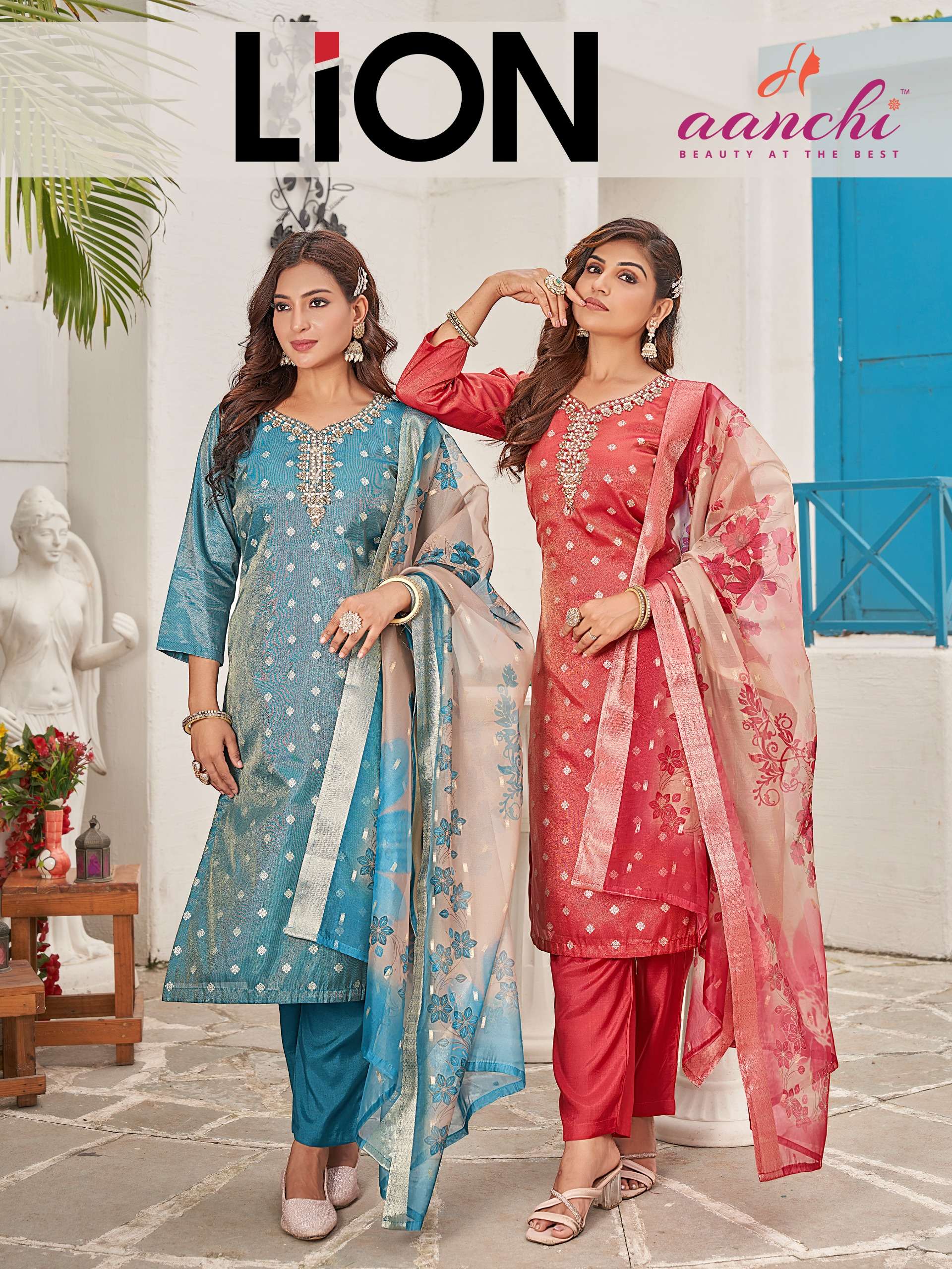 AANCHI LION INDIAN FUNCTION READYMADE DESIGNER SUIT FOR WOME...