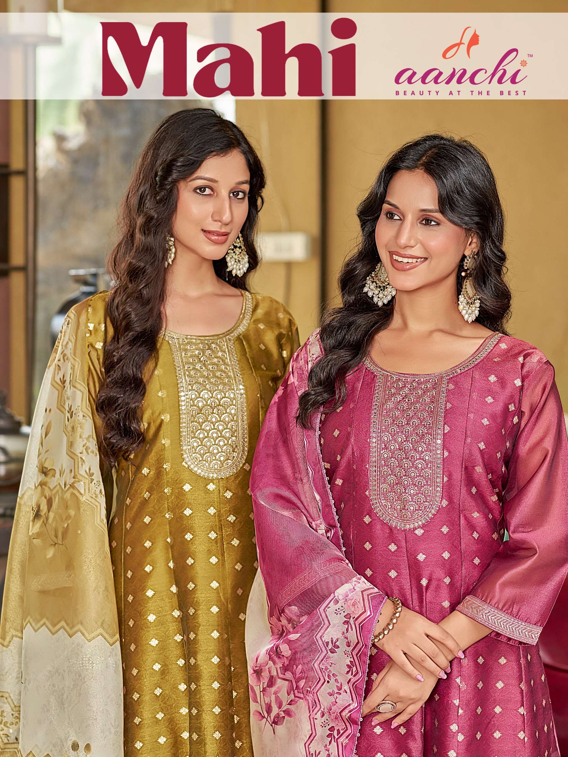 AANCHI MAHI SPECIAL READYMADE JACQUARD DESIGN SUIT WHOLESALE