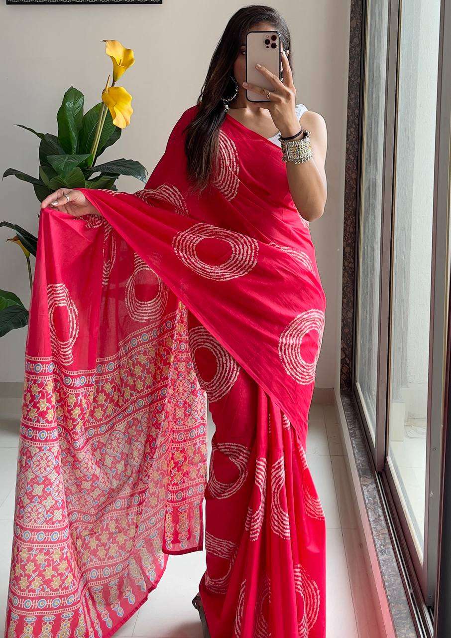 AJRAKH BANDHEJ FESTIVAL TRADITIONAL KALMKARI PRINT COTTON SA...