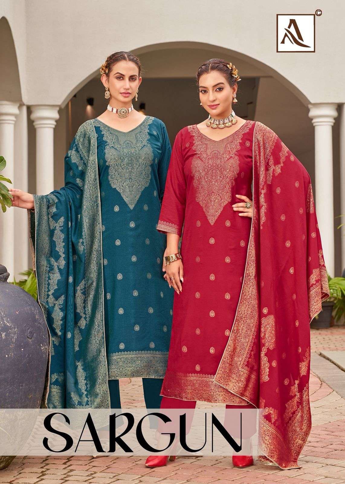 ALOK SUIT SARGUN VISCOSE JACQUARD DESIGNER SUIT FOR LADIES E...