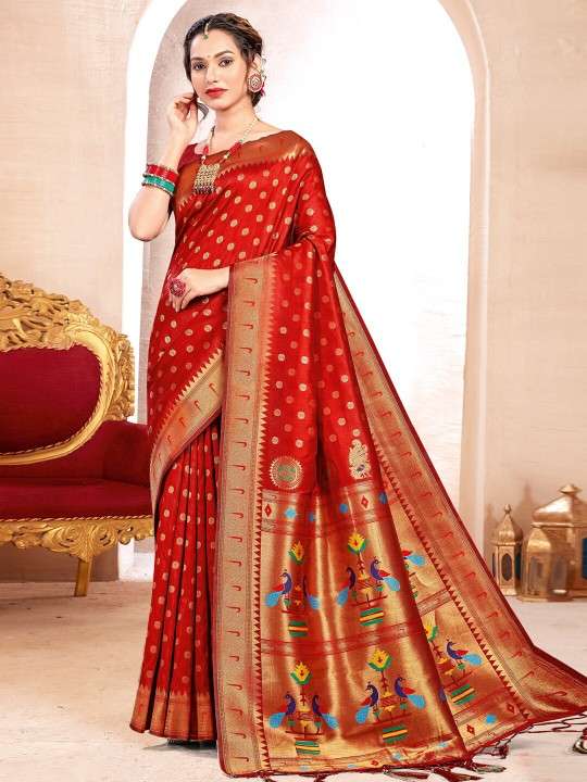 Astita Kavita Paithani Design silk fabric traditional look s...
