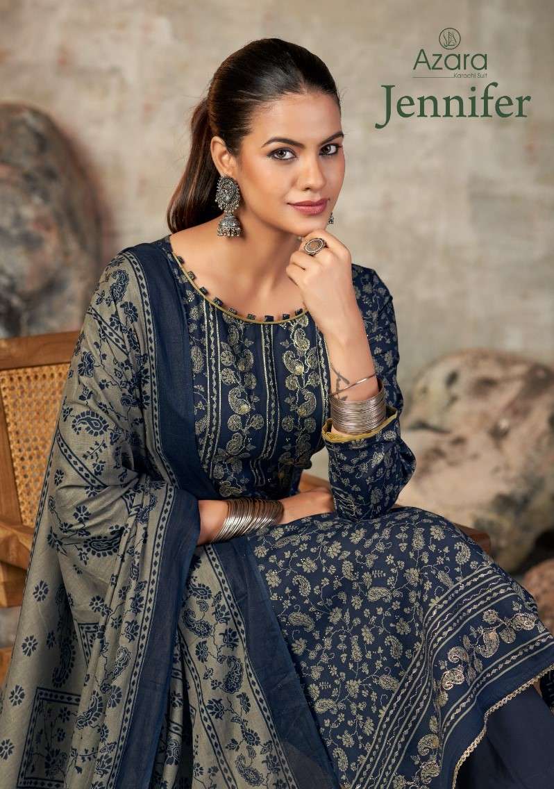 AZARA JENNIFER PURE HEAVY ZAM COTTON DESIGNER SUIT FOR LADIE...