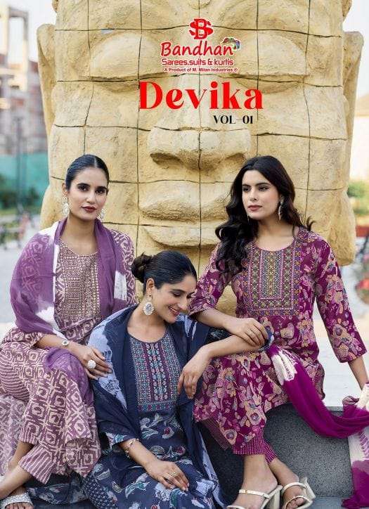 BANDHAN DEVIKA VOL 1 RAYON FOIL PRINT SALWAR SUIT COLLECTION...