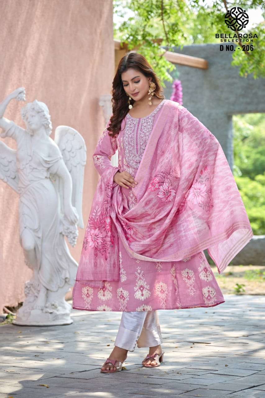 BELLAROSE 205 206 COTTON EMBROIDERY WORK KURTI SUIT FOR DIWA...
