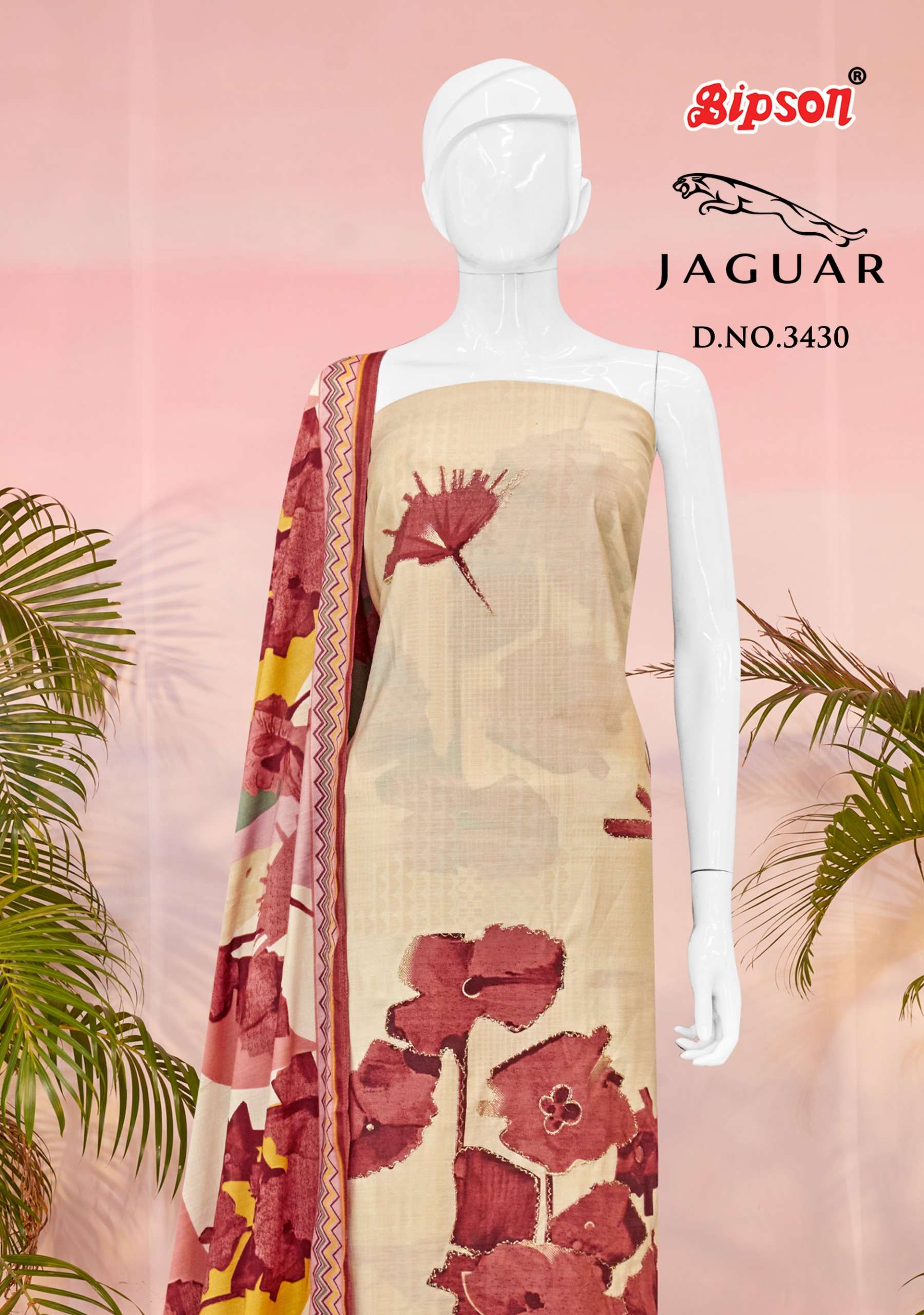 BIPSON PRINTS JAGUAR 3430 ROMAN SILK FOIL DESIGN SALWAR KAME...