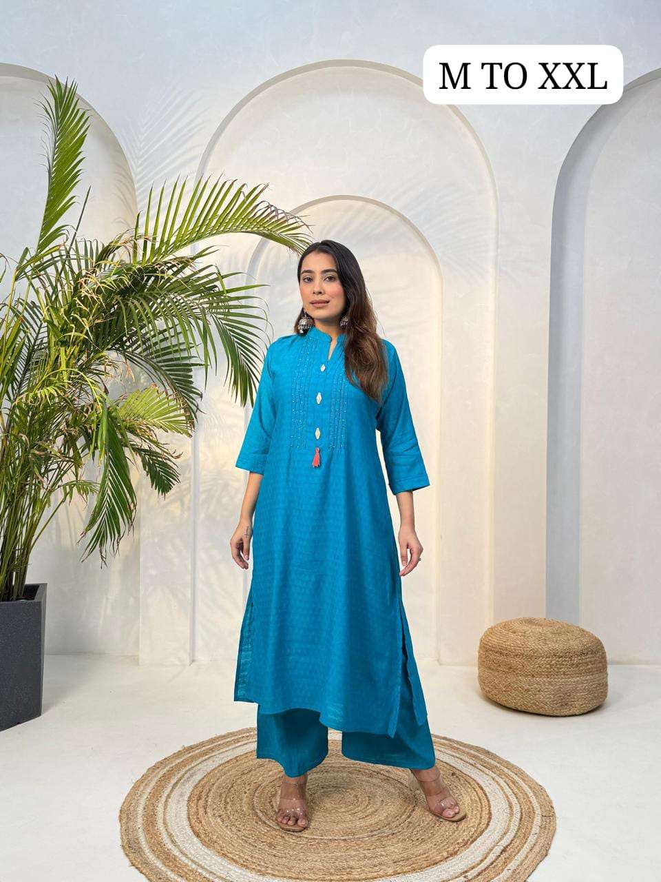 DAILY OFFICE AND COLLEGE WEAR COTTON KURTI PALAZZO SUIT RESE...
