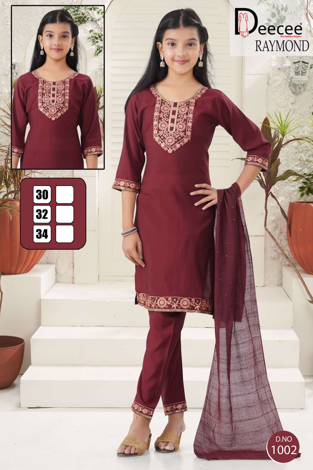 DEECEE RAYMOND SILK SEQUENCE WORK 3 PIECE SUIT FOR KIDS GIRL...