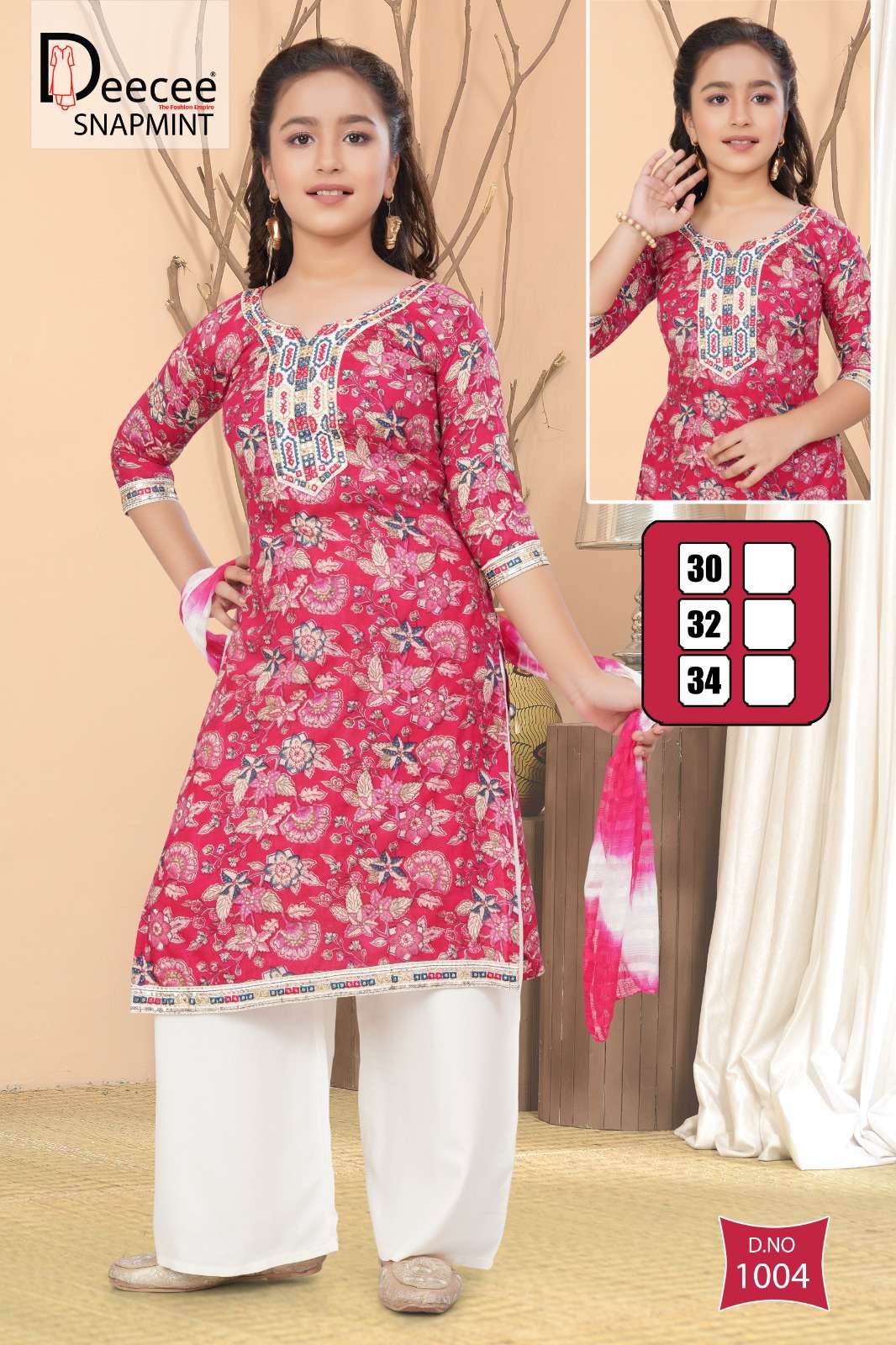 DEECEE SNAPMINT RAYON FABRIC FLOWER DESIGNER KURTI PALAZZO S...