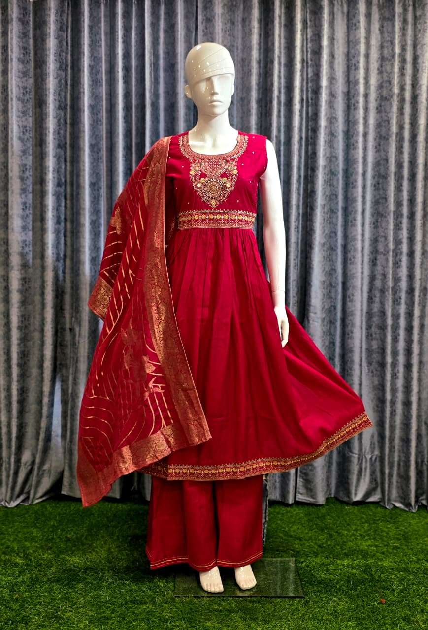 DIWALI FESTIVAL DESIGNER SILK SUIT FOR READYMADE SURAT WHOLE...