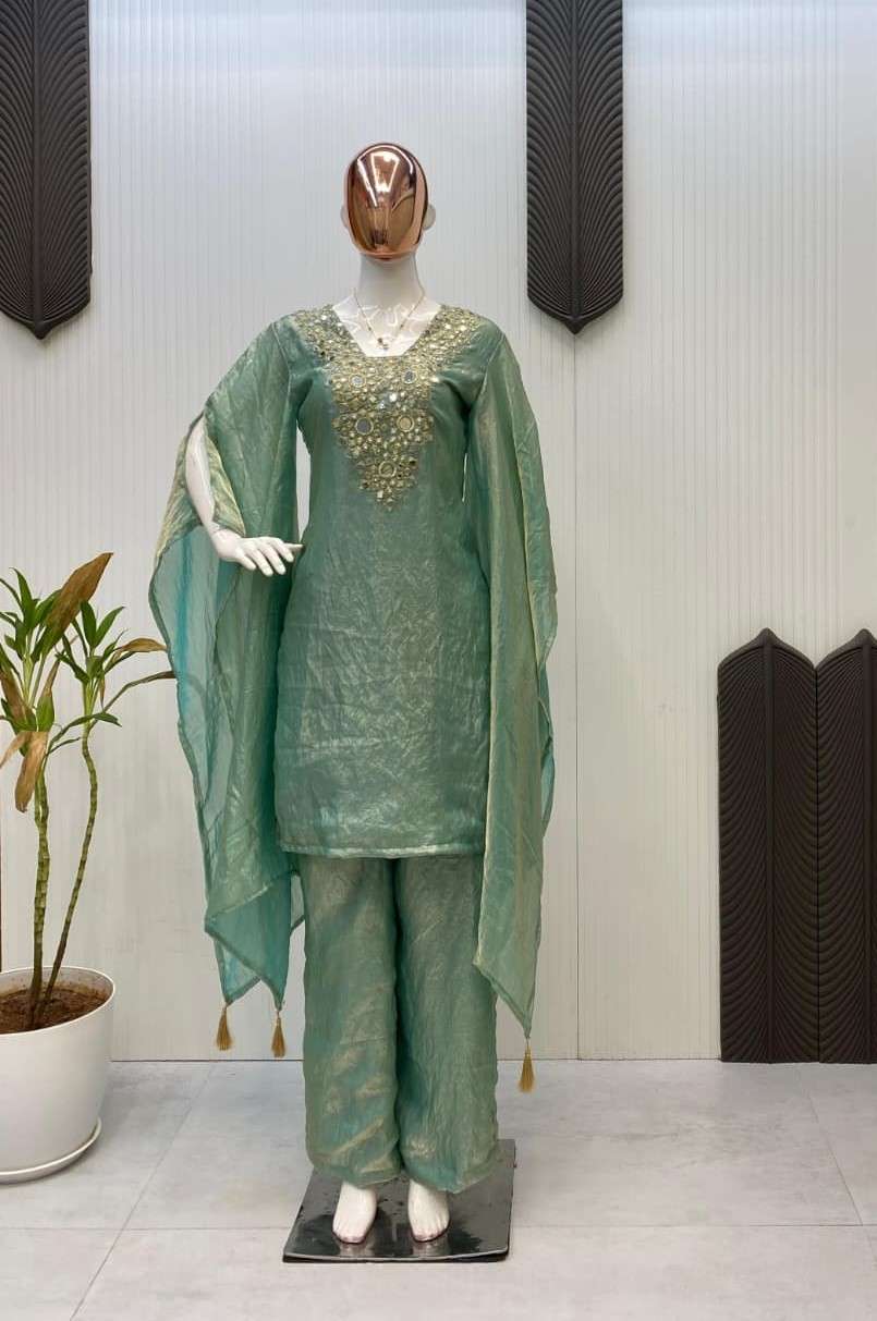DUBAI OUTFIT EXCLUSIVE EMBROIDERY MIRROR WORK LONG SLEEVELES...