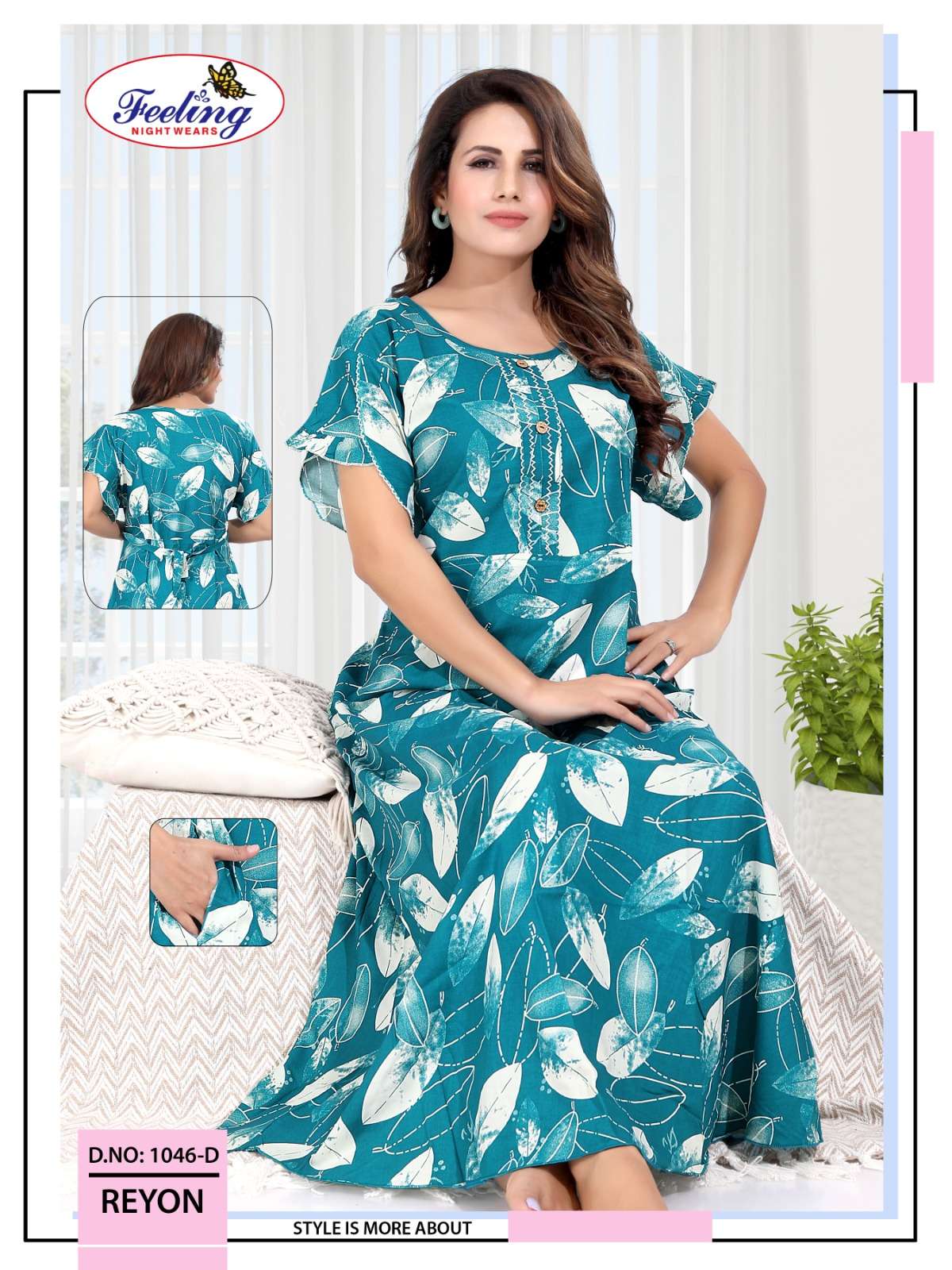FEELING 1046 NIGHT COMFORT RAYON NIGHTY COLLECTION SURAT RES...