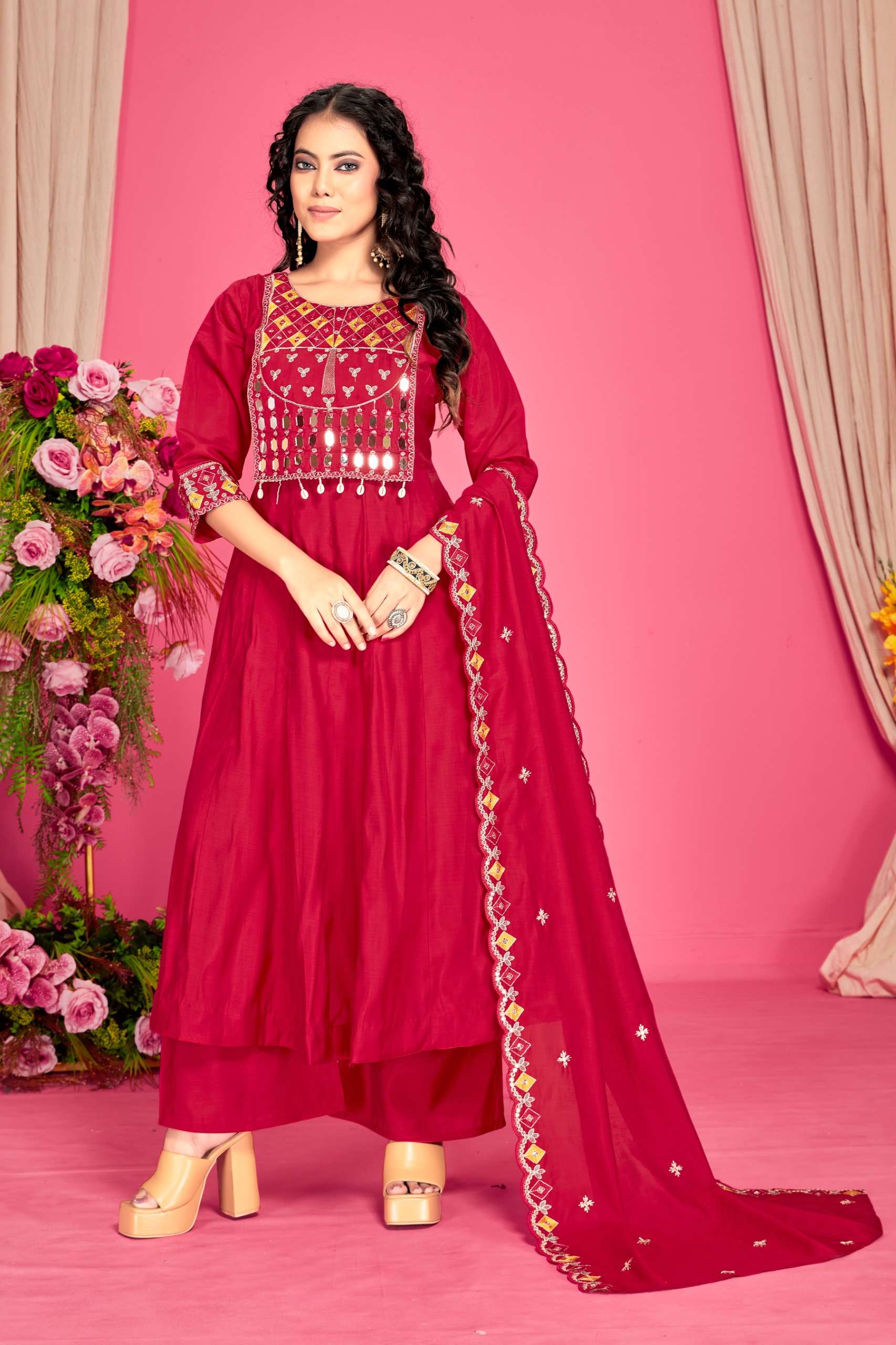 FESTIVAL NEW FASHION SILK NECK 18 KALLI FALIRY DESIGN SUIT W...