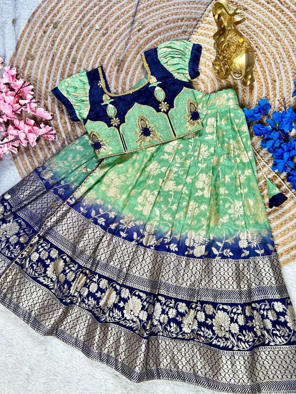 festival special pista shades designer look kids lehenga cho...