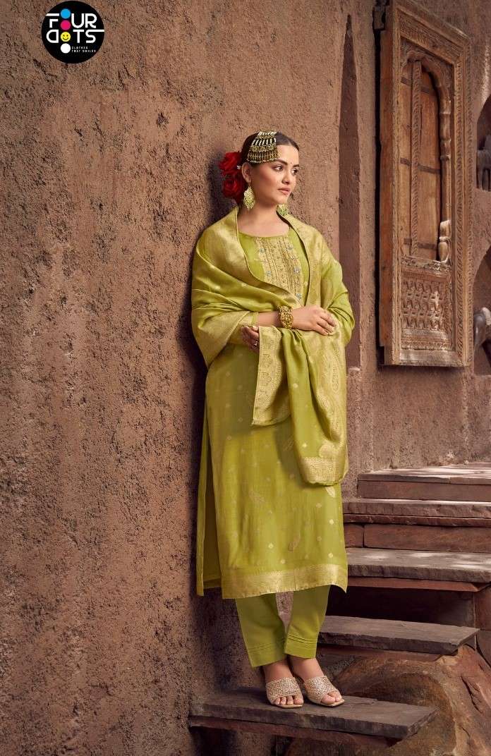 FOURDOST GAZALA VOL 2 MUSLIN JACQUARD WORK SALWAR SUIT SURAT...