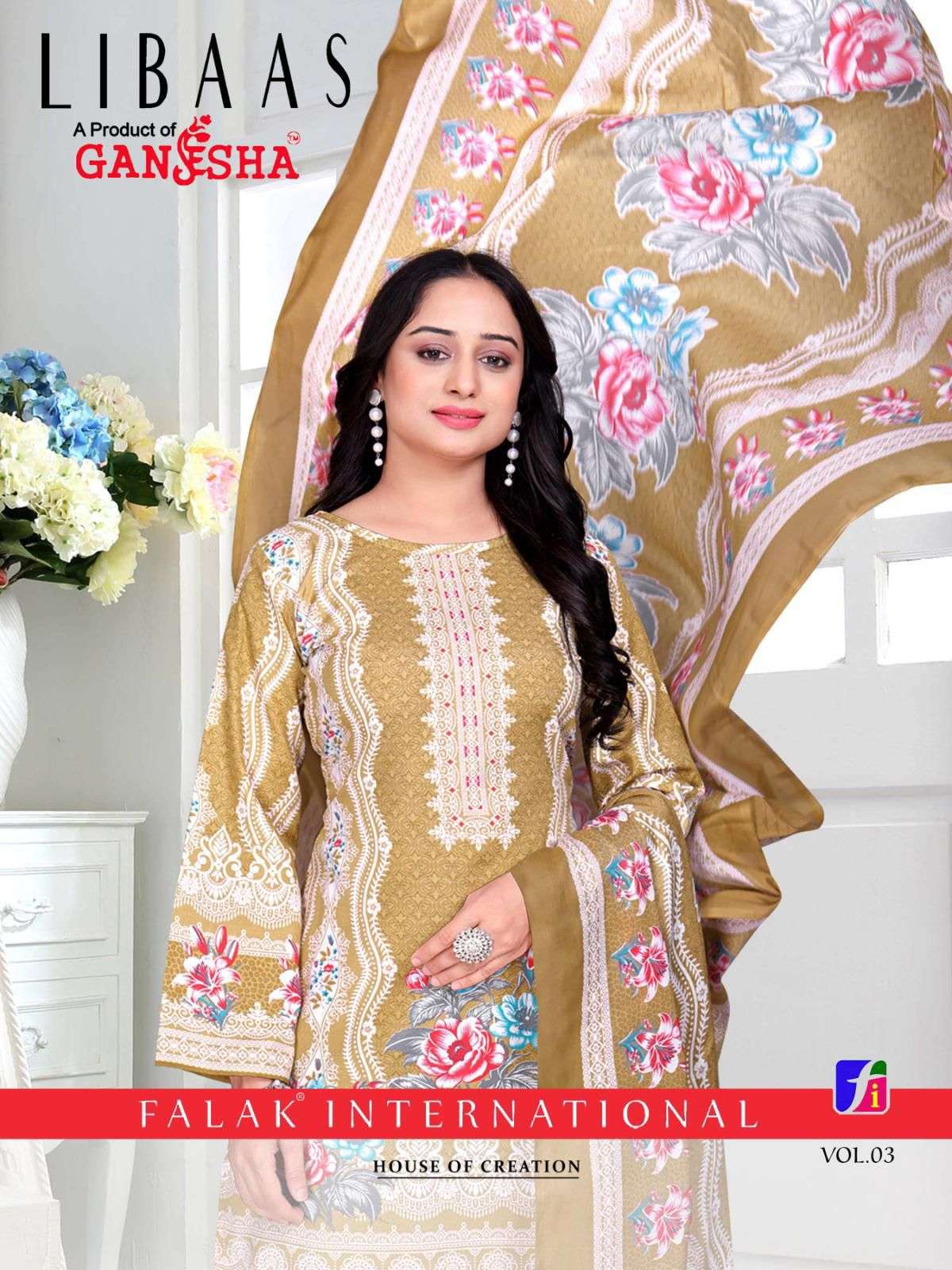 GANESHA LIBAAS VOL 3 LADIES REGULAR COTTON DESIGN SALWAR SUI...