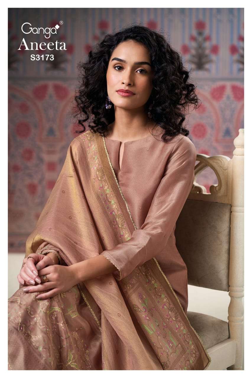 GANGA ANEETA 3173 PURE BEMBERG GADWAI SILK HAND EMBROIDERY S...