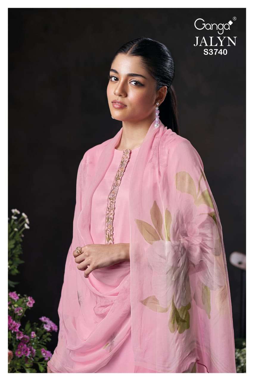 GANGA JALYN 3740 PREMIUM COTTON SATIN EMBROIDERY SALWAR SUIT...