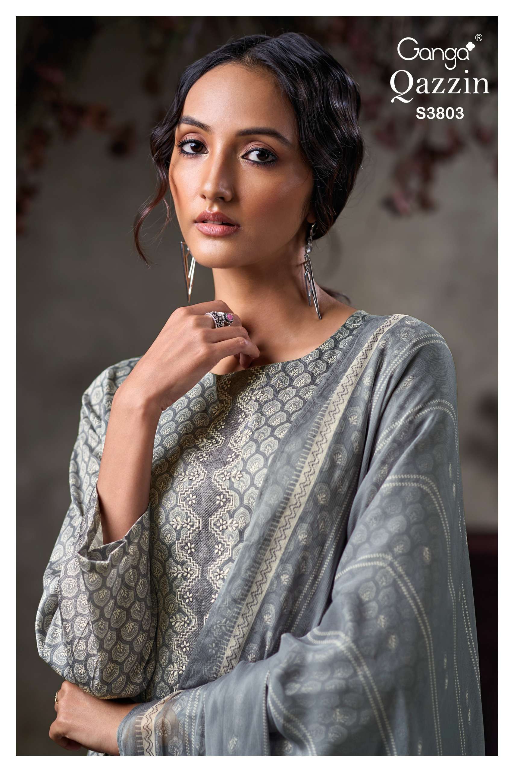 GANGA QAZZIN 3803 TRADITIONAL COTTON SATIN DESIGNER SUIT WOM...