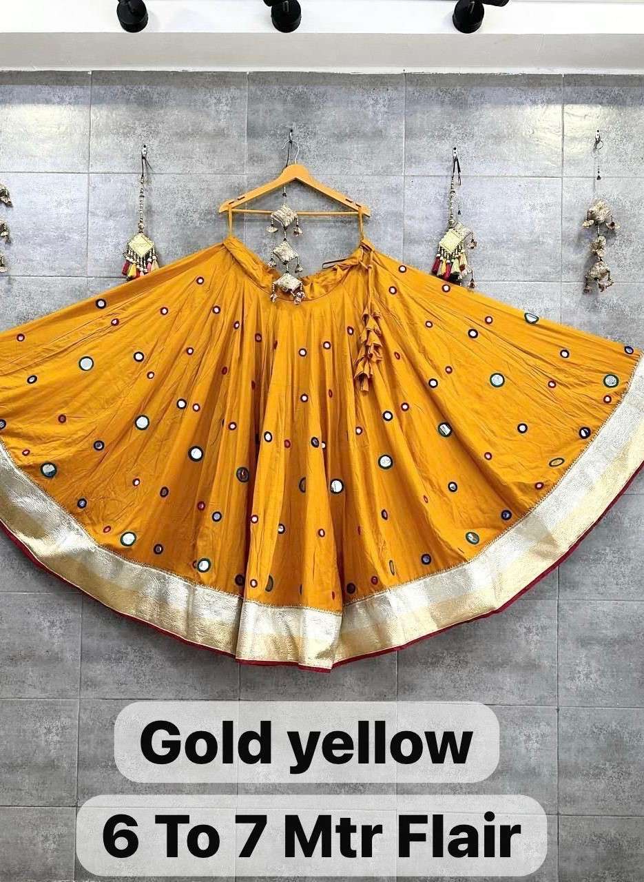 GUJARATI GARBA OUTFIT RAYON COTTON MIRROR WORK LEHENGA CHOLI...