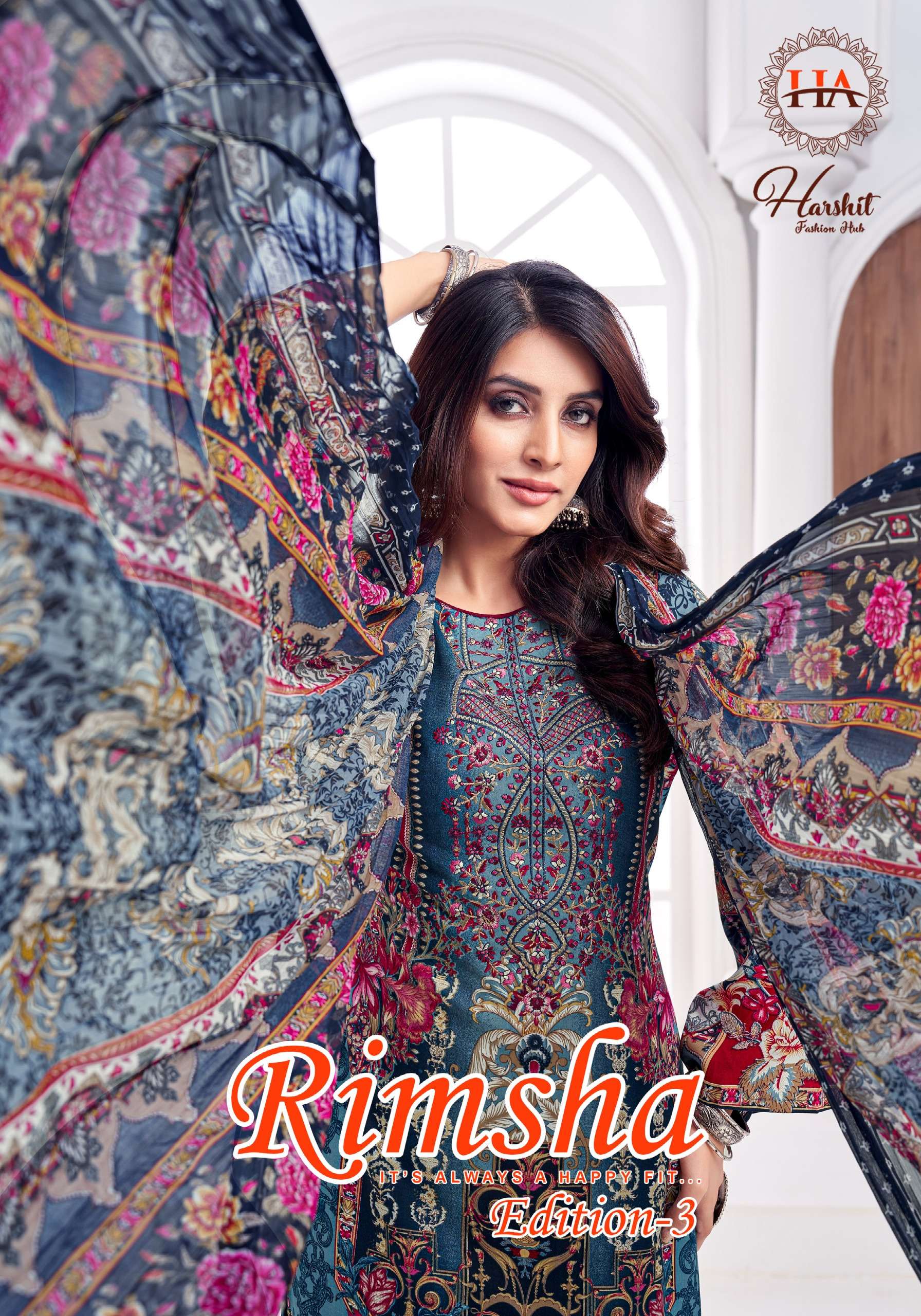 HARSHIT FASHION RIMSHA VOL 3 VISCOSE RAYON PAKISTANI SUIT CO...