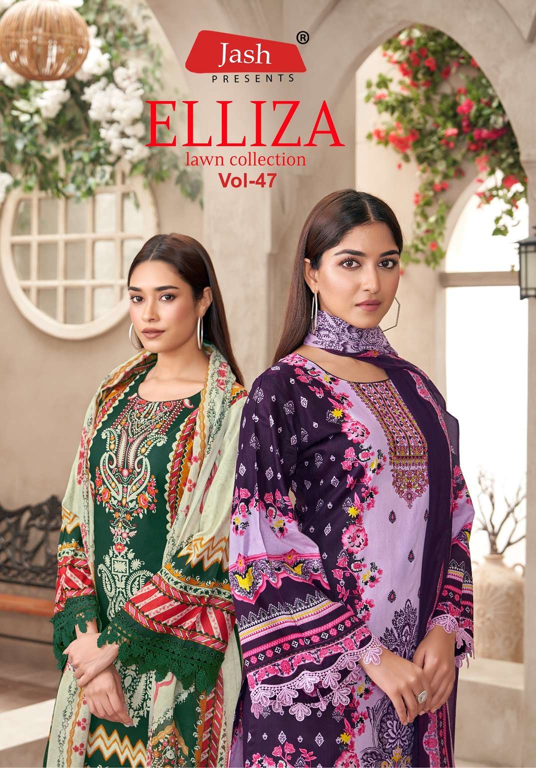 JASH ELLIZA VOL 47 SUMMER CLOTH PURE LAWN COTTON MATERIAL SA...