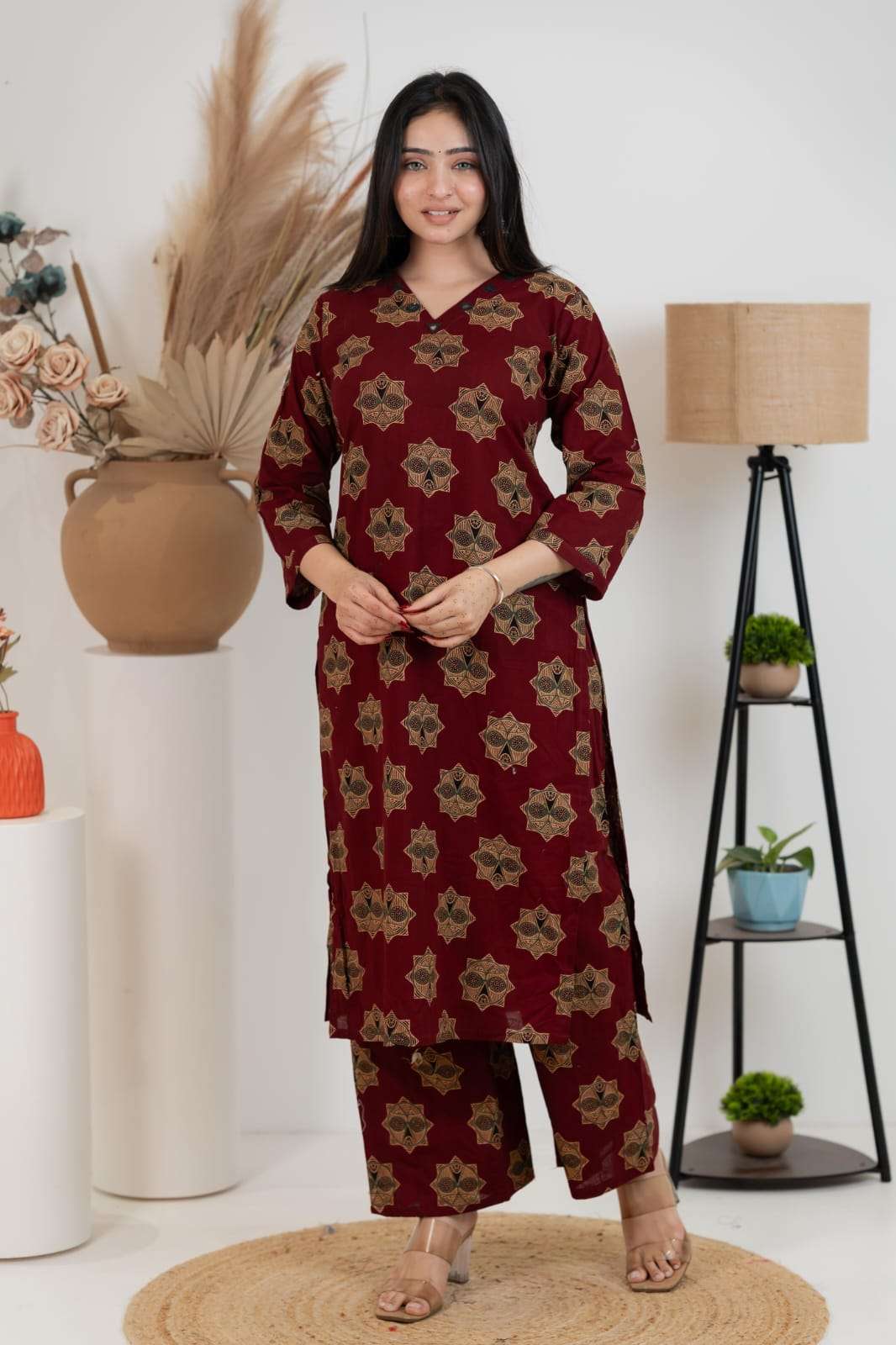 K 204 PURE COTTON KURTI PANT REGULAR OFFICE & COLLEGE WEAR D...