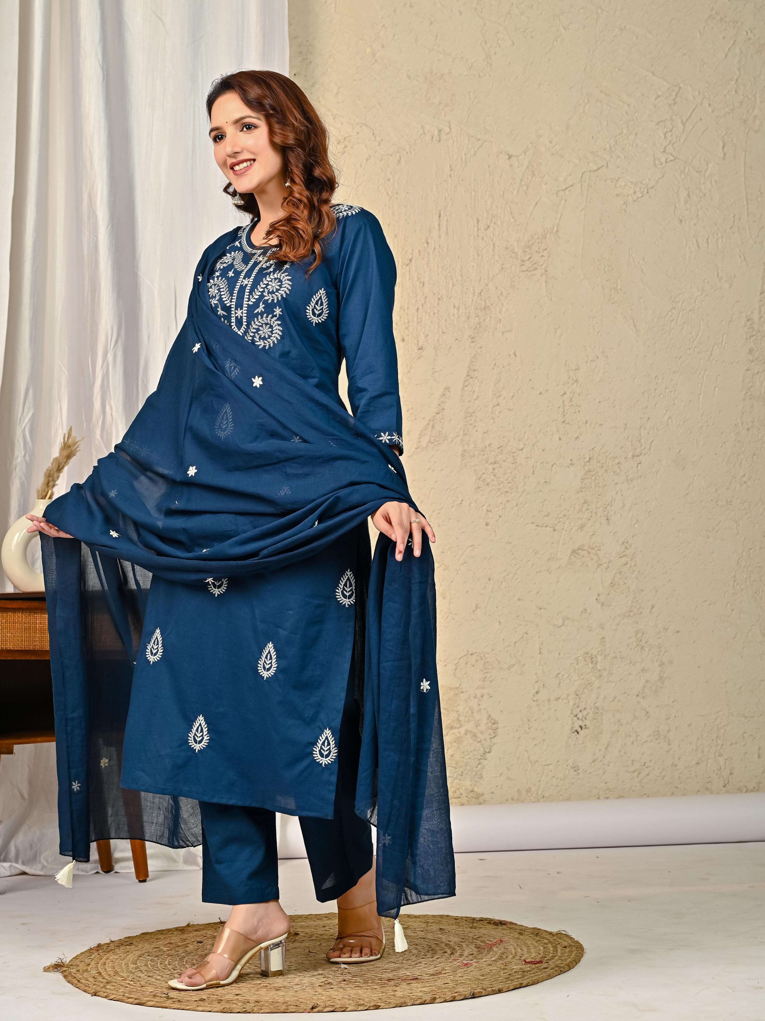 K 218 DIWALI TRADITIONAL READY TO WEAR COTTON WORK SALWAR SU...