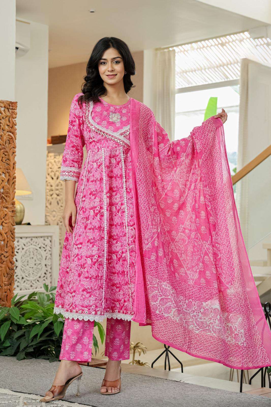 K 235 PARTY CELEBRATION COTTON ANGRAKHA ANARKALI SUIT WHOLES...