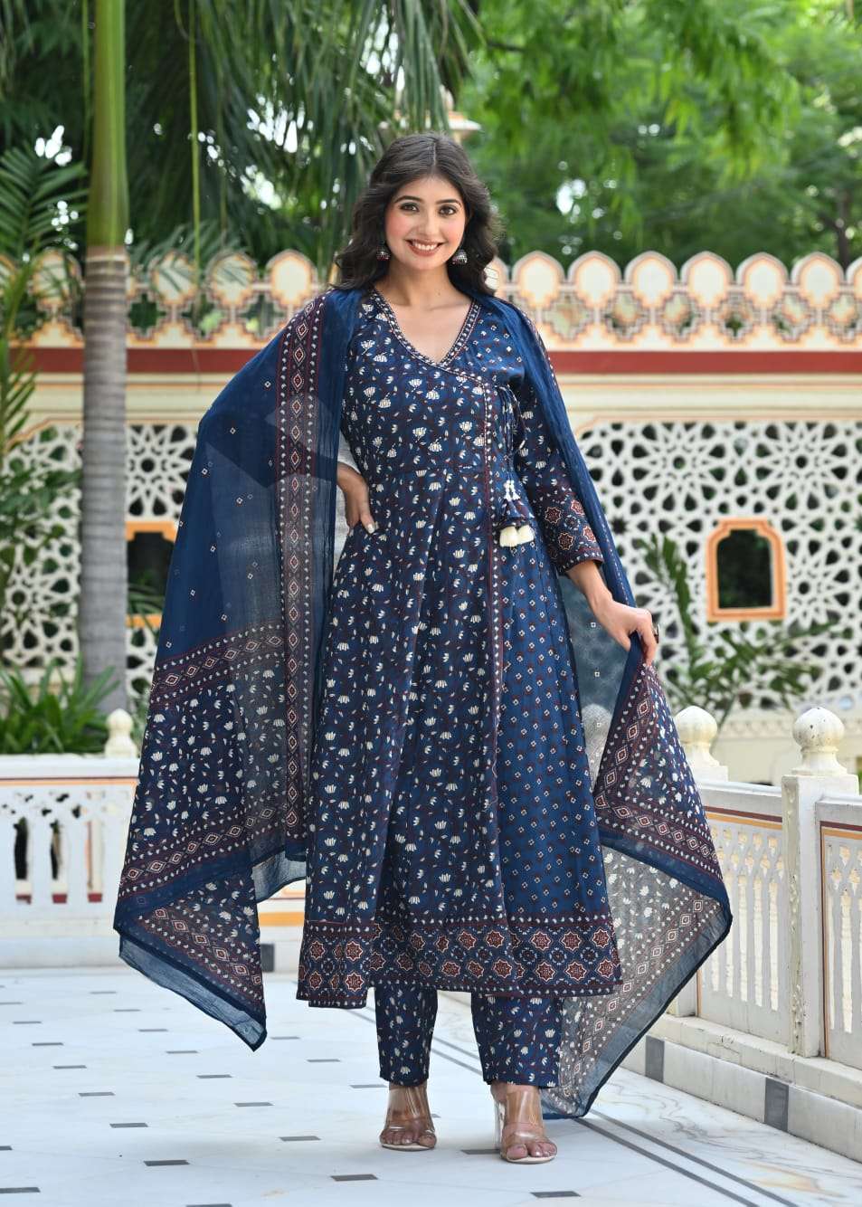 K 237 NEW PATTERN WOMEN NECK DORI KURTI 3 PIECE SUIT DAILY O...