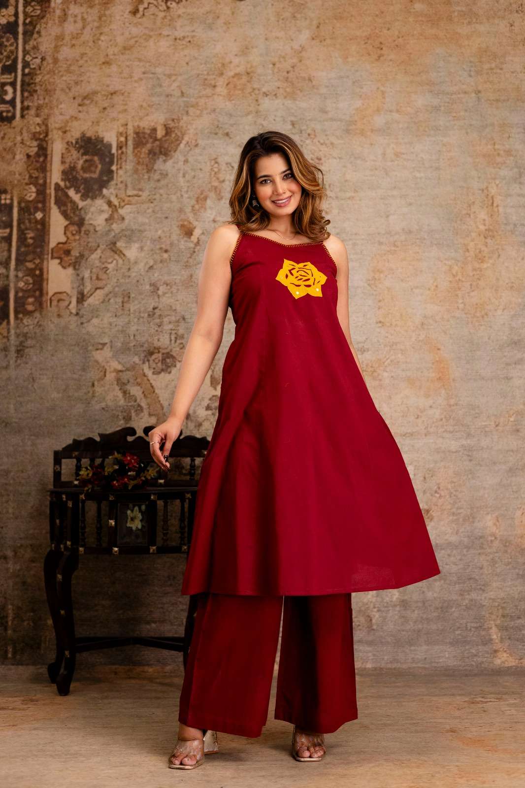 K 241 WESTERN MODAL STYLE SLEEVELESS KURTI PALAZZO FOR WOMEN...