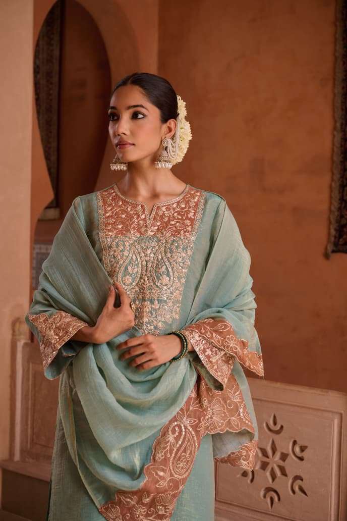 K 255 EXCLUSIVE READYMADE SHIMMER FABRIC EMBROIDERY KURTI PA...