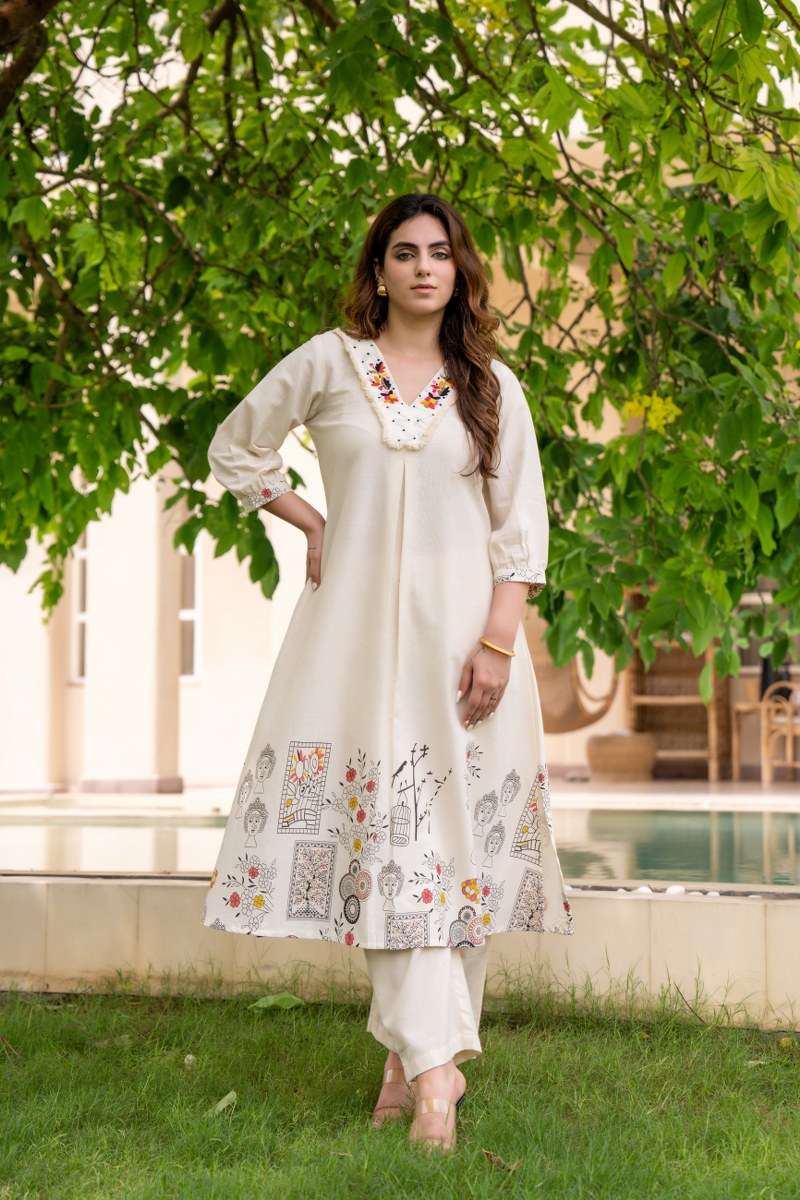 K 262 COTTON FABRIC WHITE DESIGNER KURTI PALAZZO CASUAL DAIL...