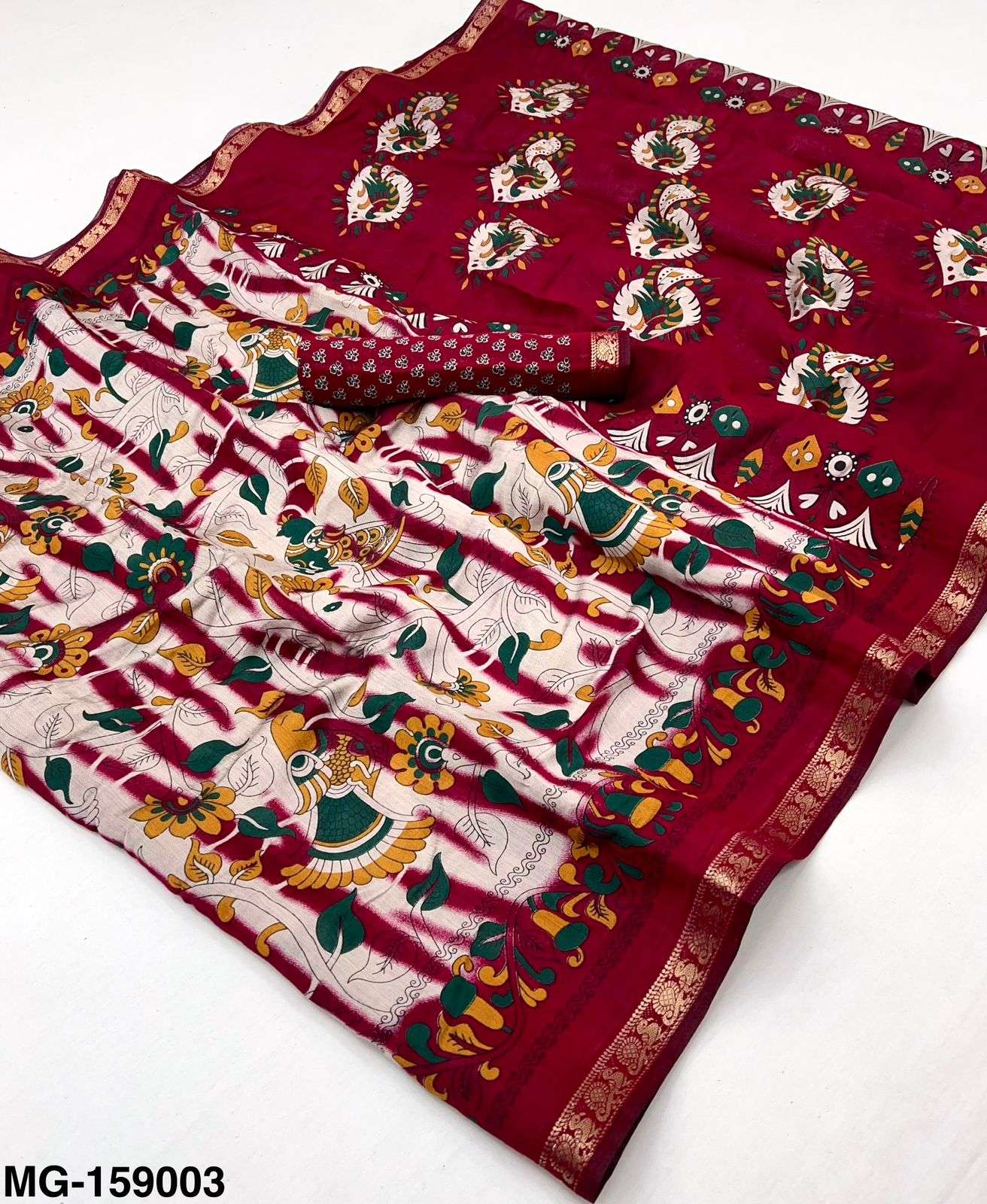 Kazari Series Mangalgiri laheriya Cotton printed fancy saree...
