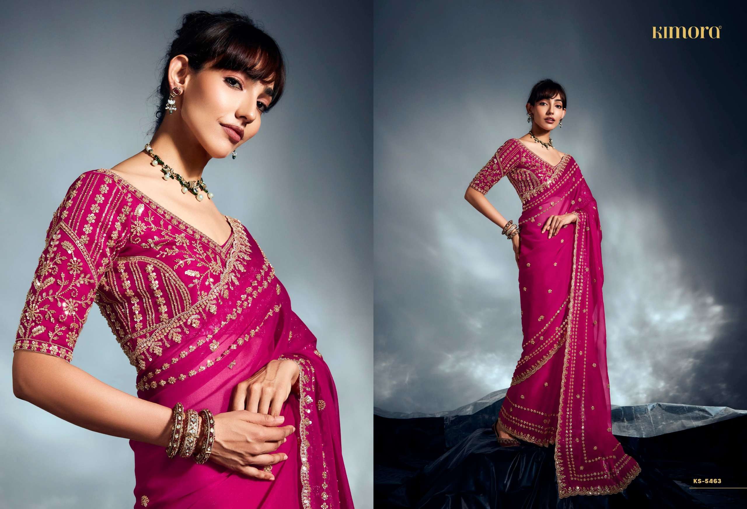 KIMORA FASHION ICONIC VOL 2 HAND WORK BORDER FANCY LOOK SARE...
