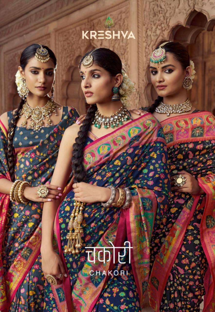kreshva chakori pashmina silk winter special designer saree ...